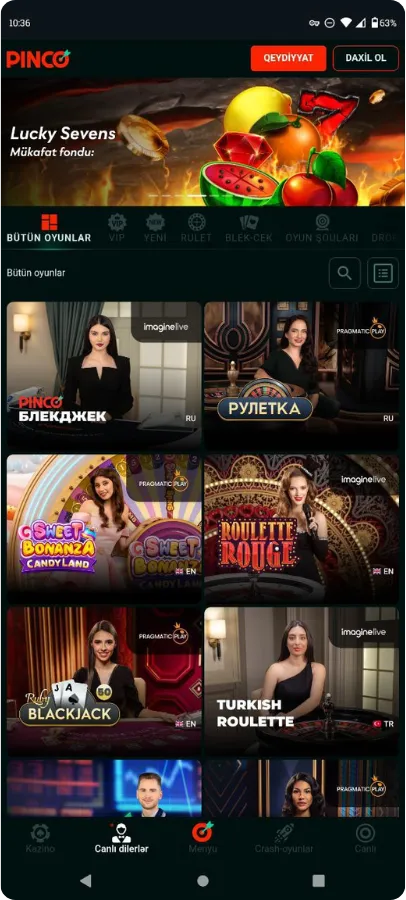 Pinco Kazinosu Canlı Dəstək 1